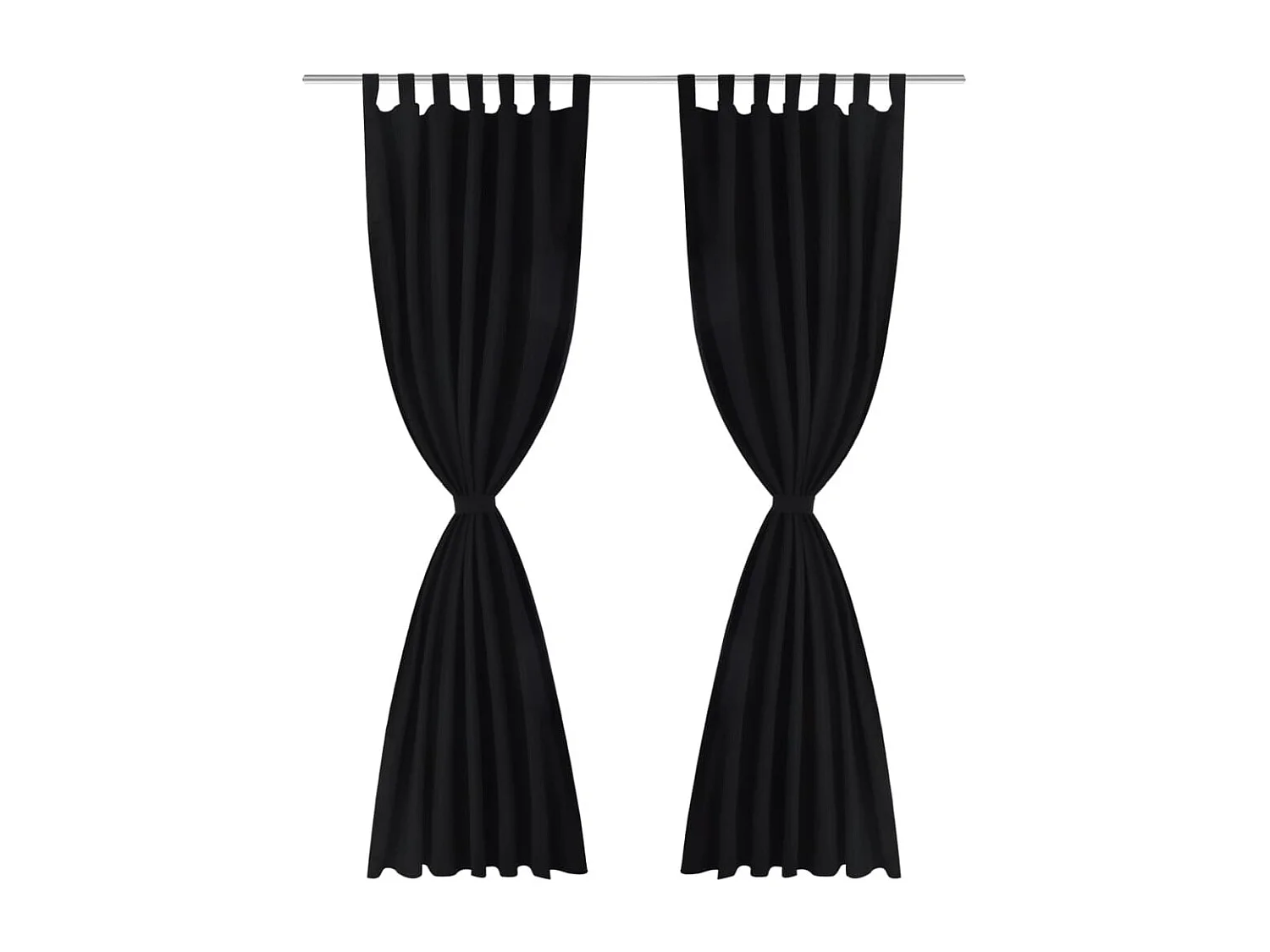 2 pcs Rideau à Passant Micro Satin Noir 140 x 245 cm