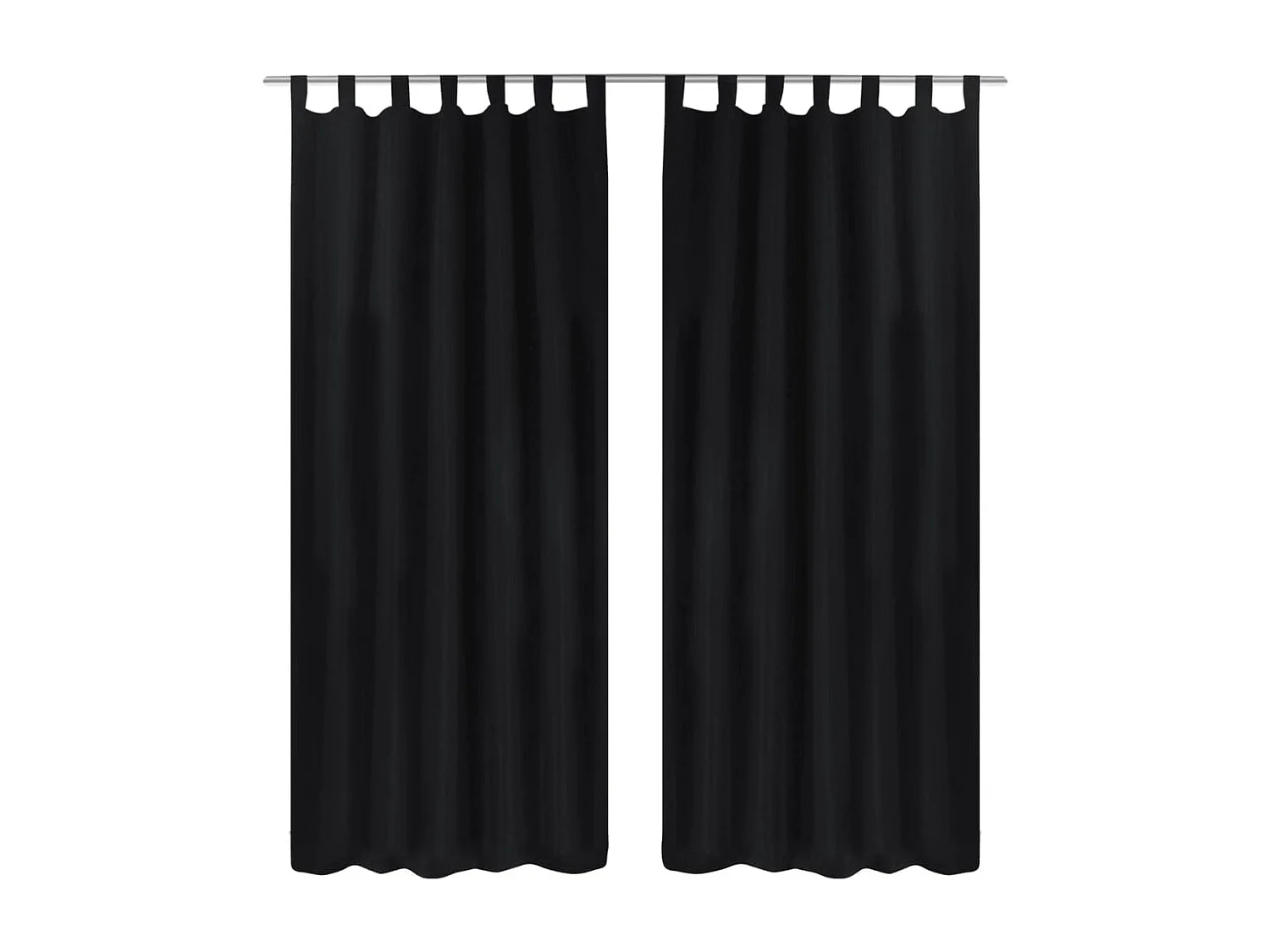 2 pcs Rideau à Passant Micro Satin Noir 140 x 245 cm