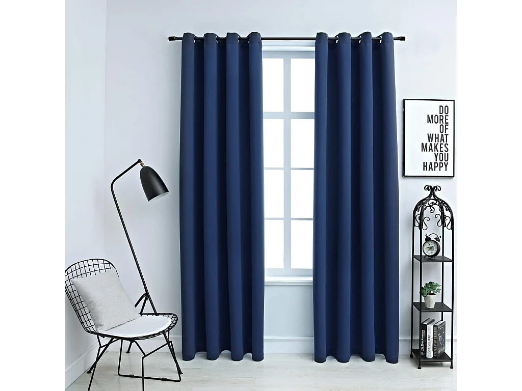 Tende oscuranti con anelli in metallo 2 pz Blu 140x175 cm
