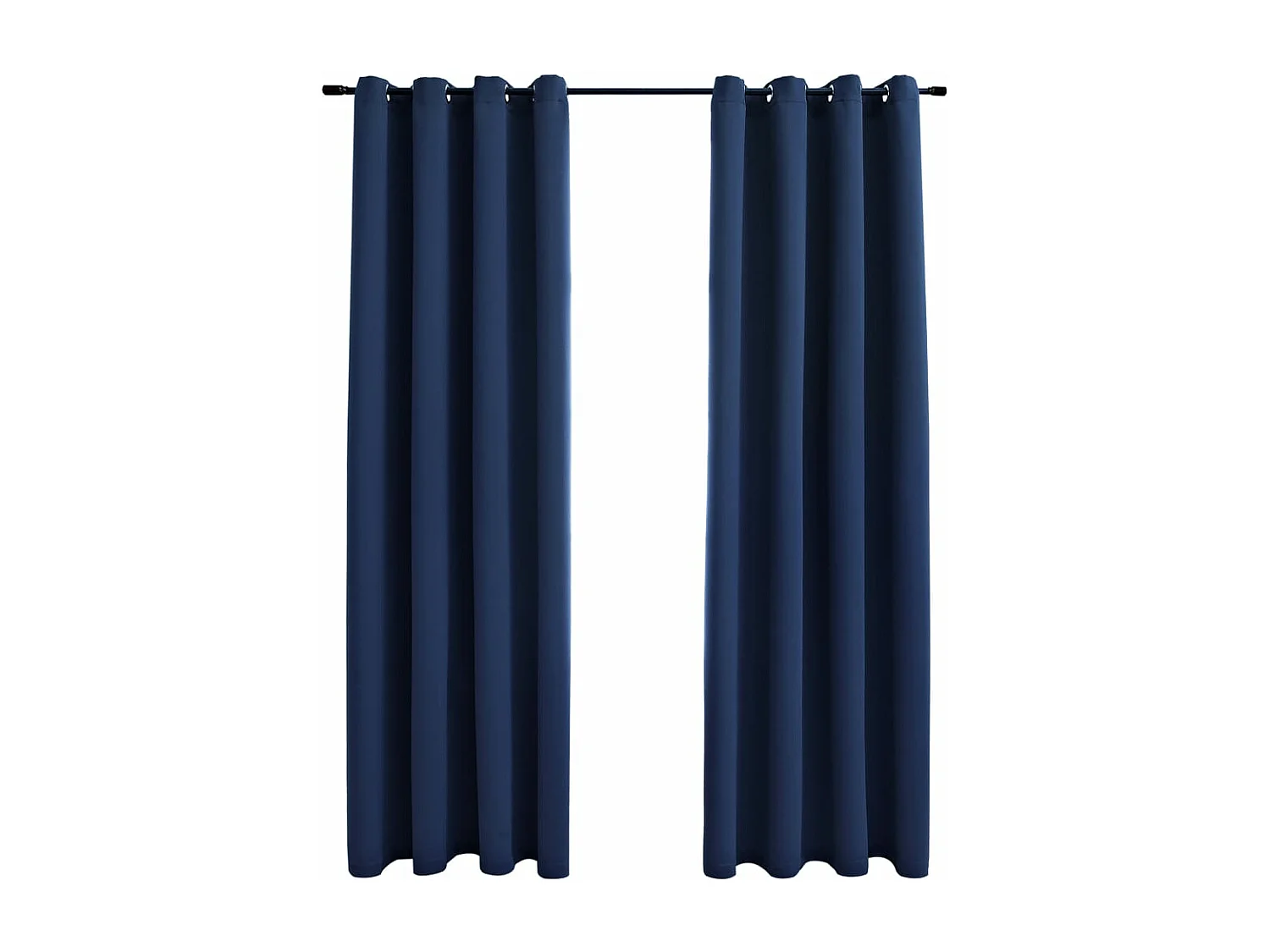 Rideaux occultants avec anneaux en métal 2 pcs Bleu 140x175 cm