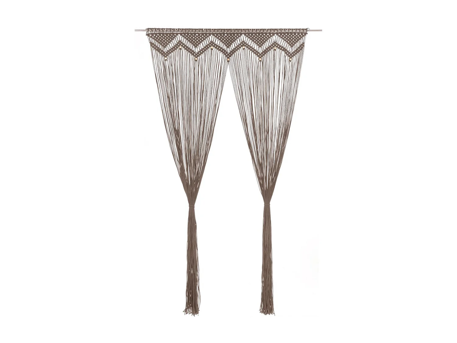 Rideau en macramé Taupe 140x240 cm Coton