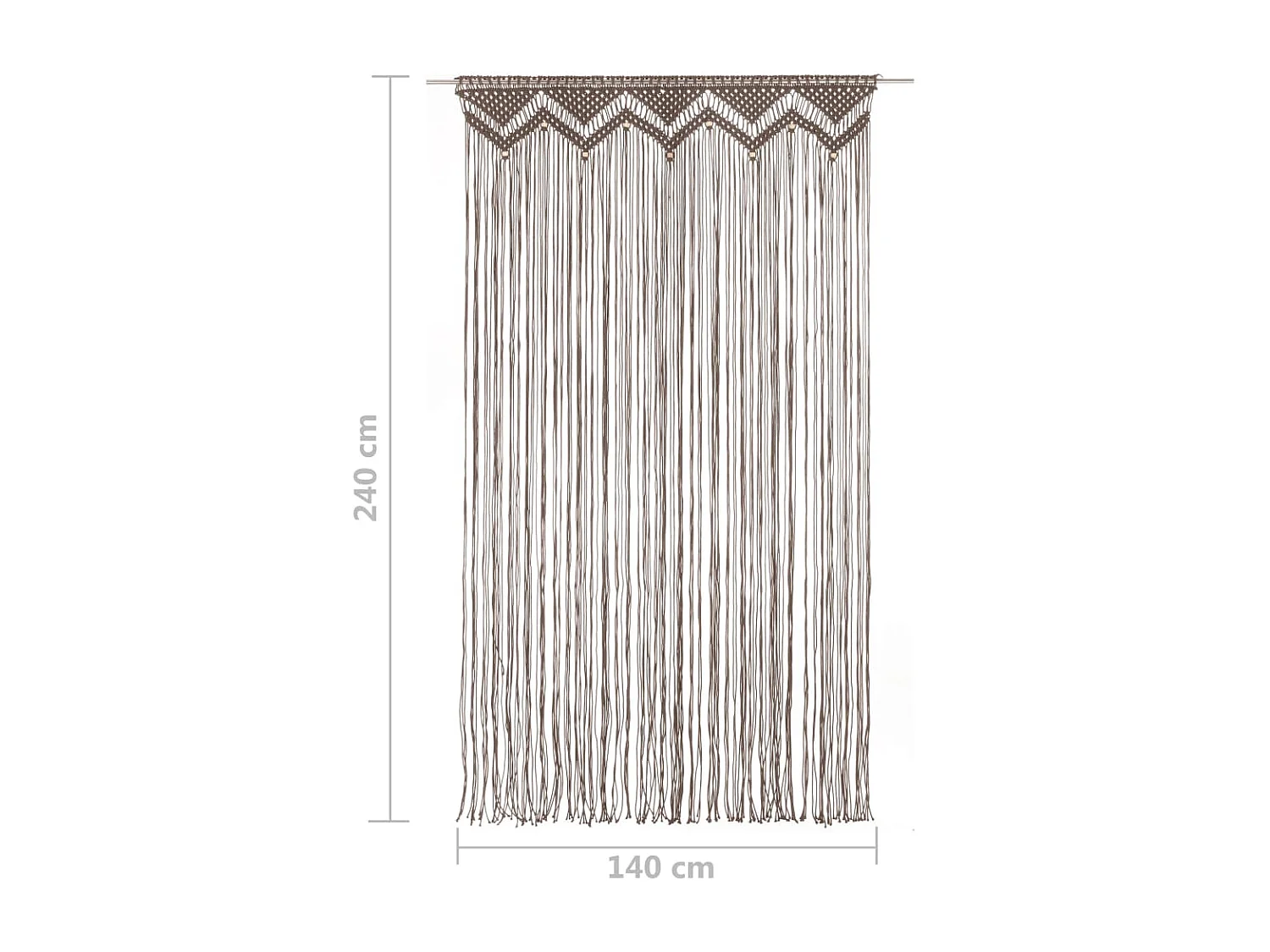 Rideau en macramé Taupe 140x240 cm Coton