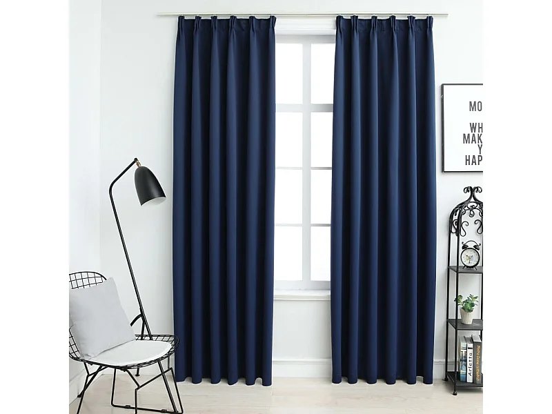 Cortinas blackout com ganchos 2 unidades Azul 140x175 cm