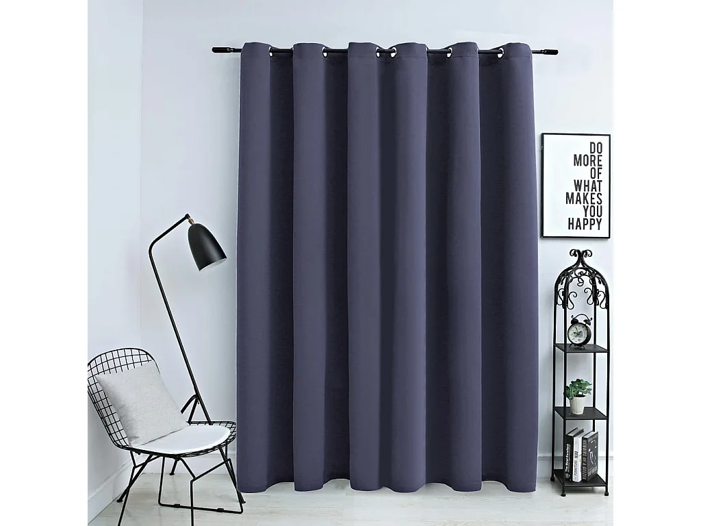 Cortina blackout e argolas de metal Antracite 290x245 cm