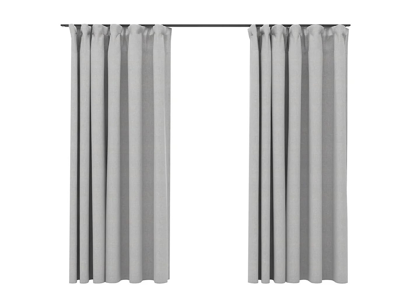 Rideaux occultants aspect lin avec crochets 2pcs Gris 140x175cm