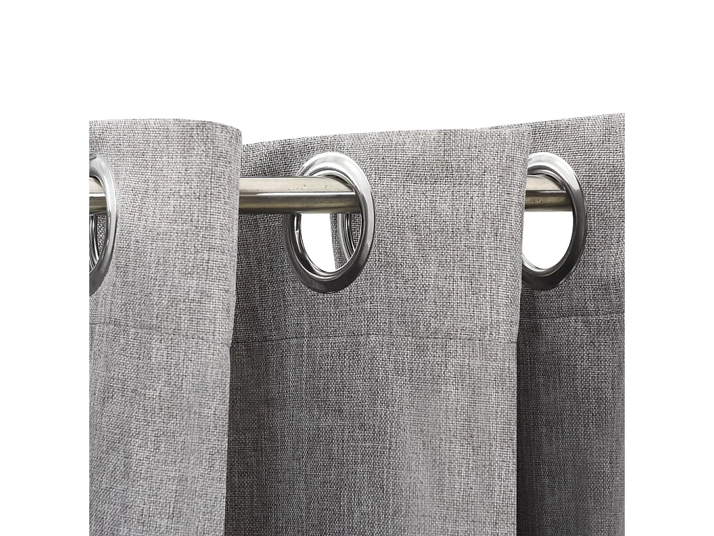 Cortinas blackout estilo linho com ilhós 2 peças cinza 140x245cm