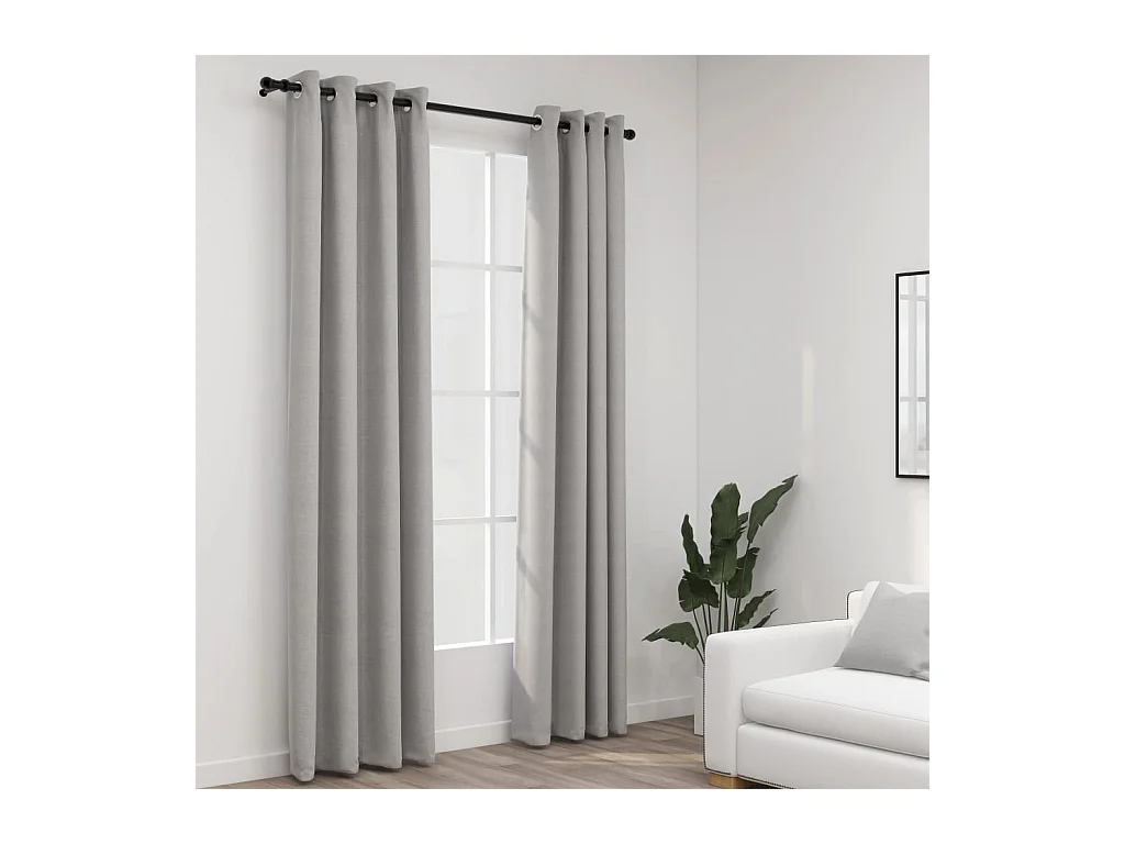 Rideaux occultants Aspect lin avec œillets 2 pcs Gris 140x245cm