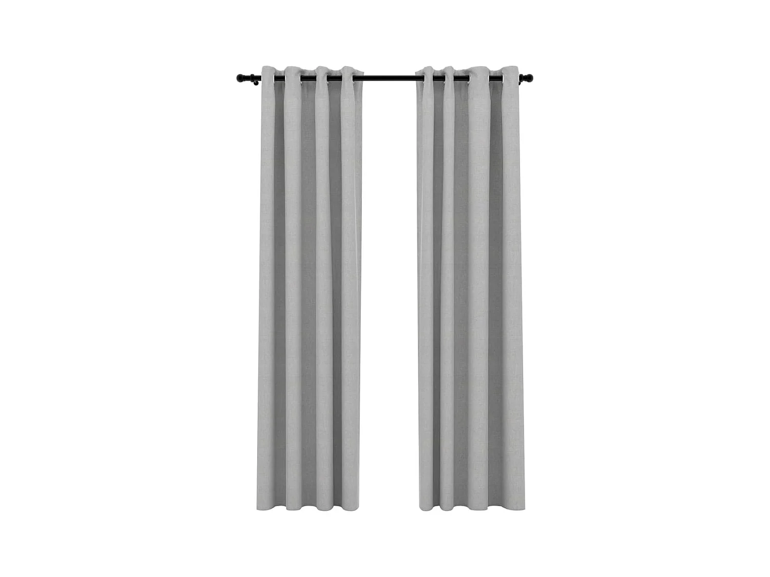 Verdunkelungsvorhänge in Leinenoptik mit Ösen, 2 Stück, Grau, 140 x 245 cm