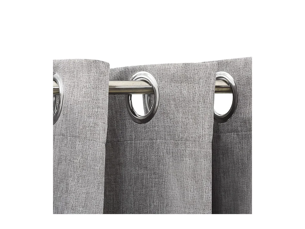 Verdunkelungsvorhänge in Leinenoptik mit Ösen, 2 Stück, Grau, 140 x 245 cm