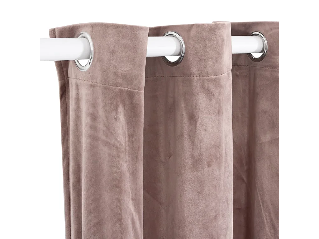 Cortina blackout com argolas de metal Veludo Rosa 290x245 cm