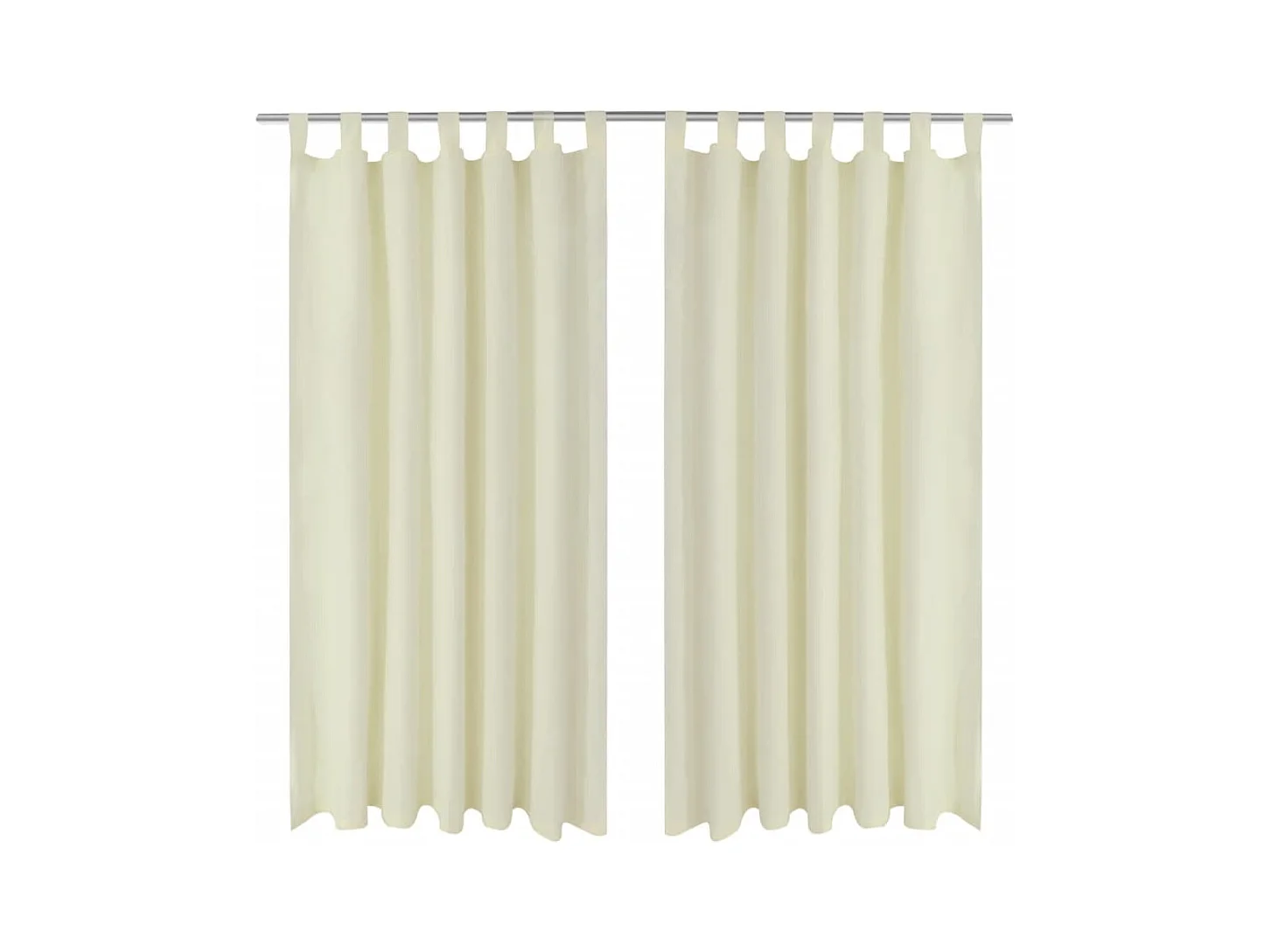 2 tende con passanti in micro raso color crema, 140 x 225 cm