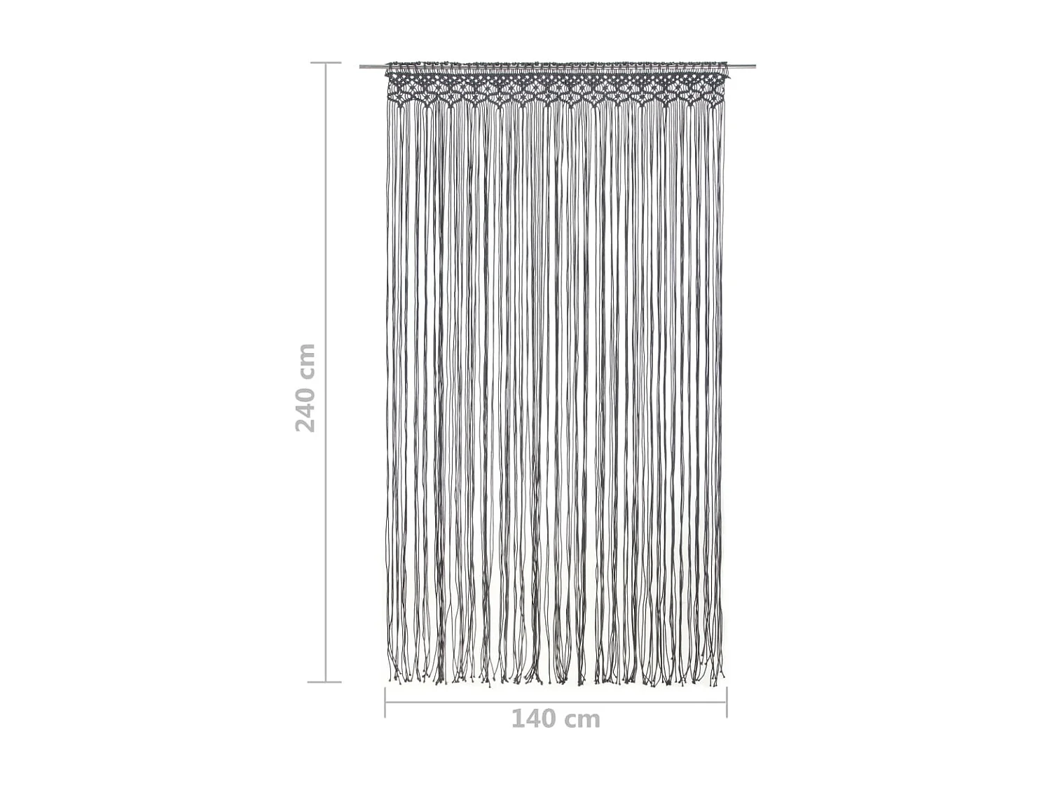 Rideau en macramé Anthracite 140x240 cm Coton