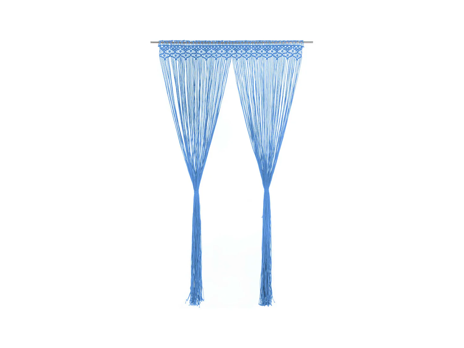 Rideau en macramé Bleu 140x240 cm Coton