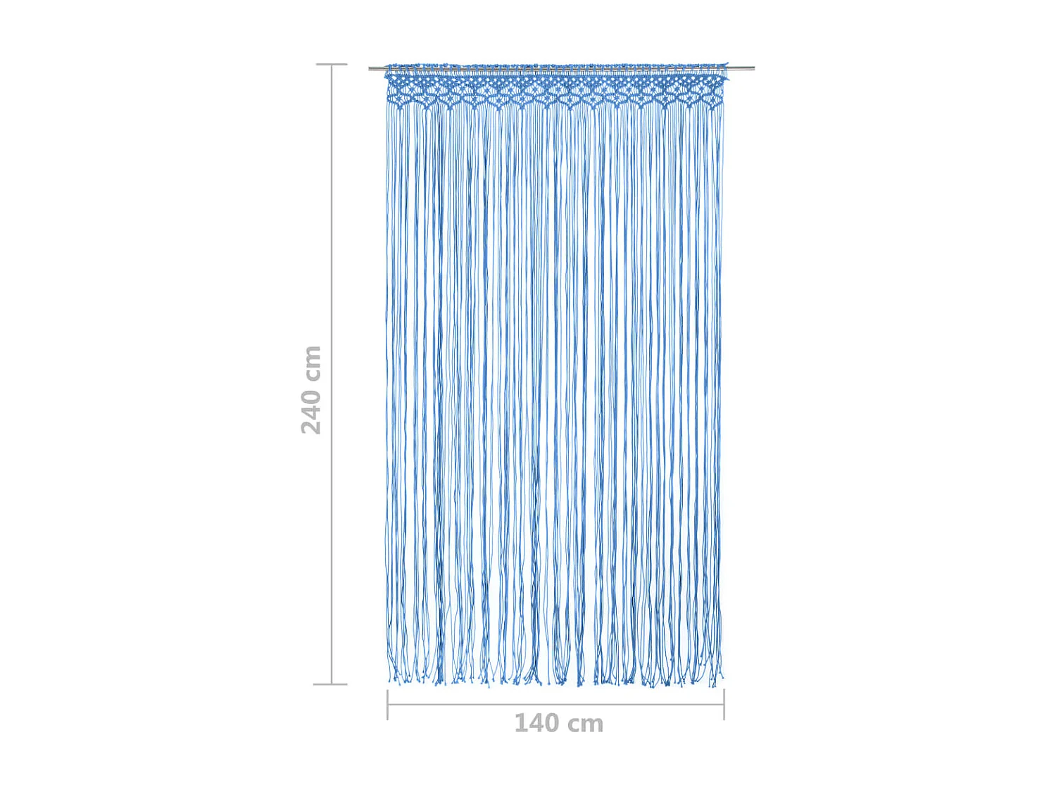 Rideau en macramé Bleu 140x240 cm Coton