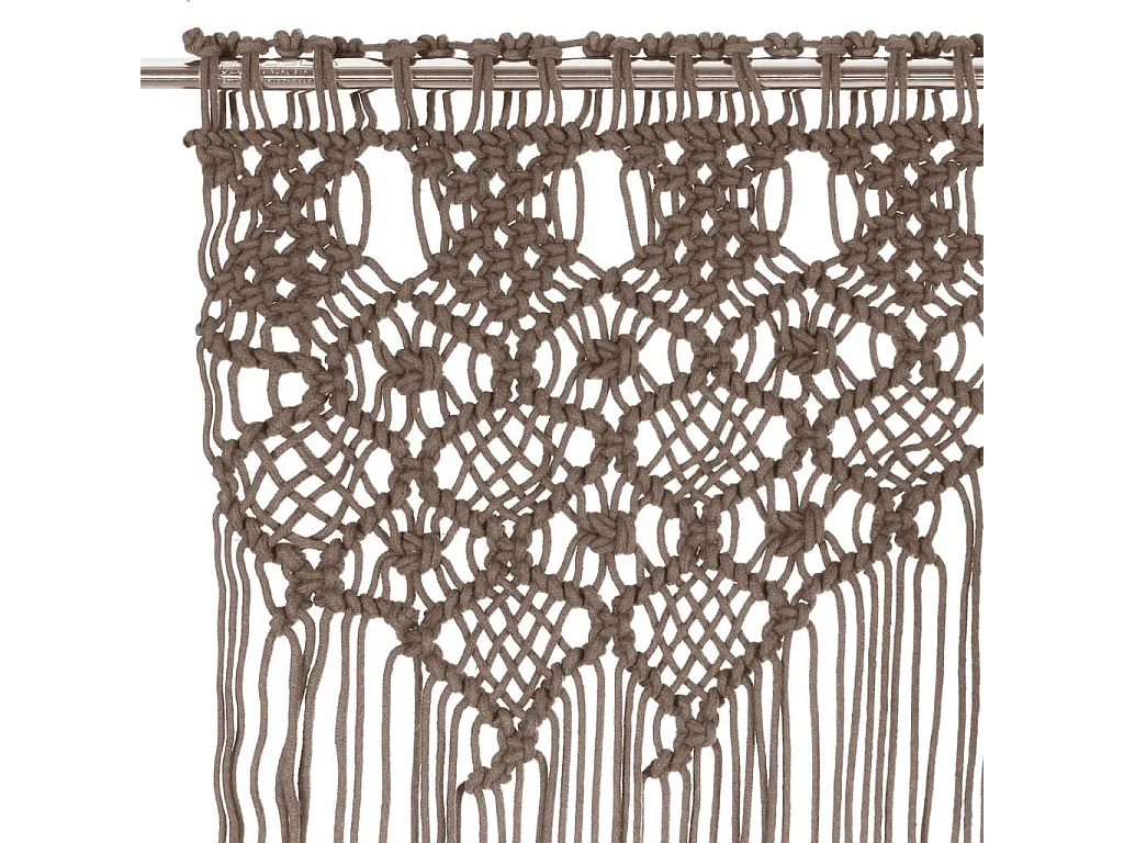 Rideau en macramé Taupe 140x240 cm Coton