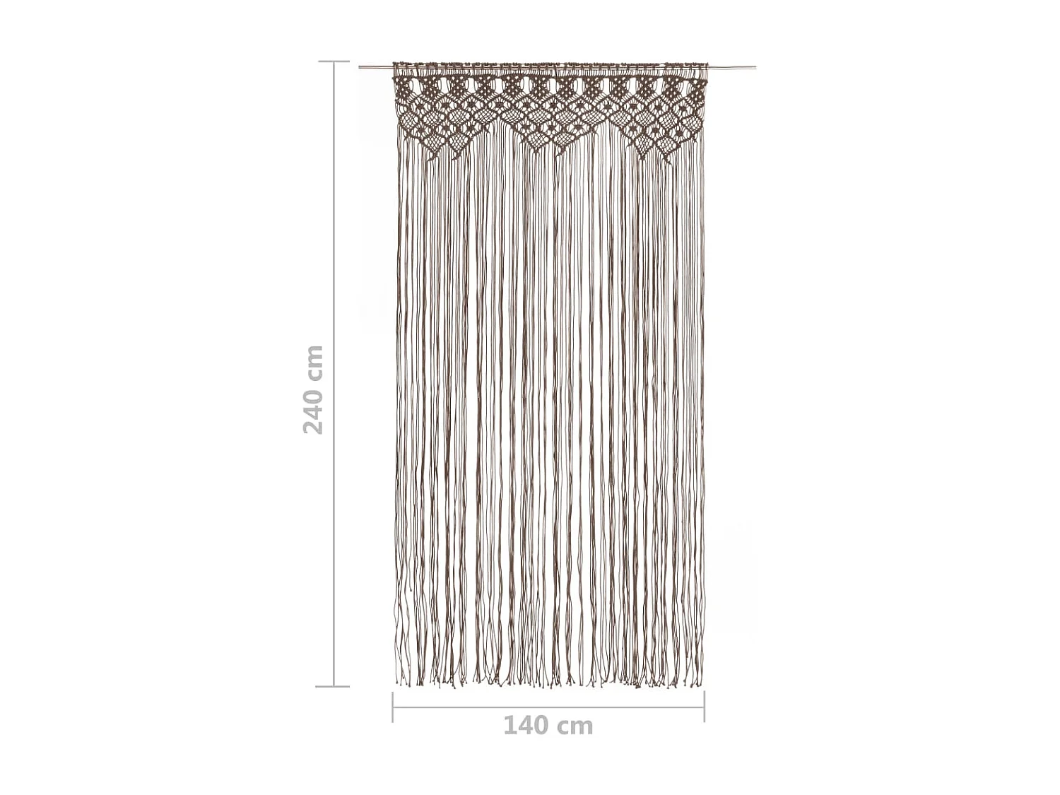 Rideau en macramé Taupe 140x240 cm Coton