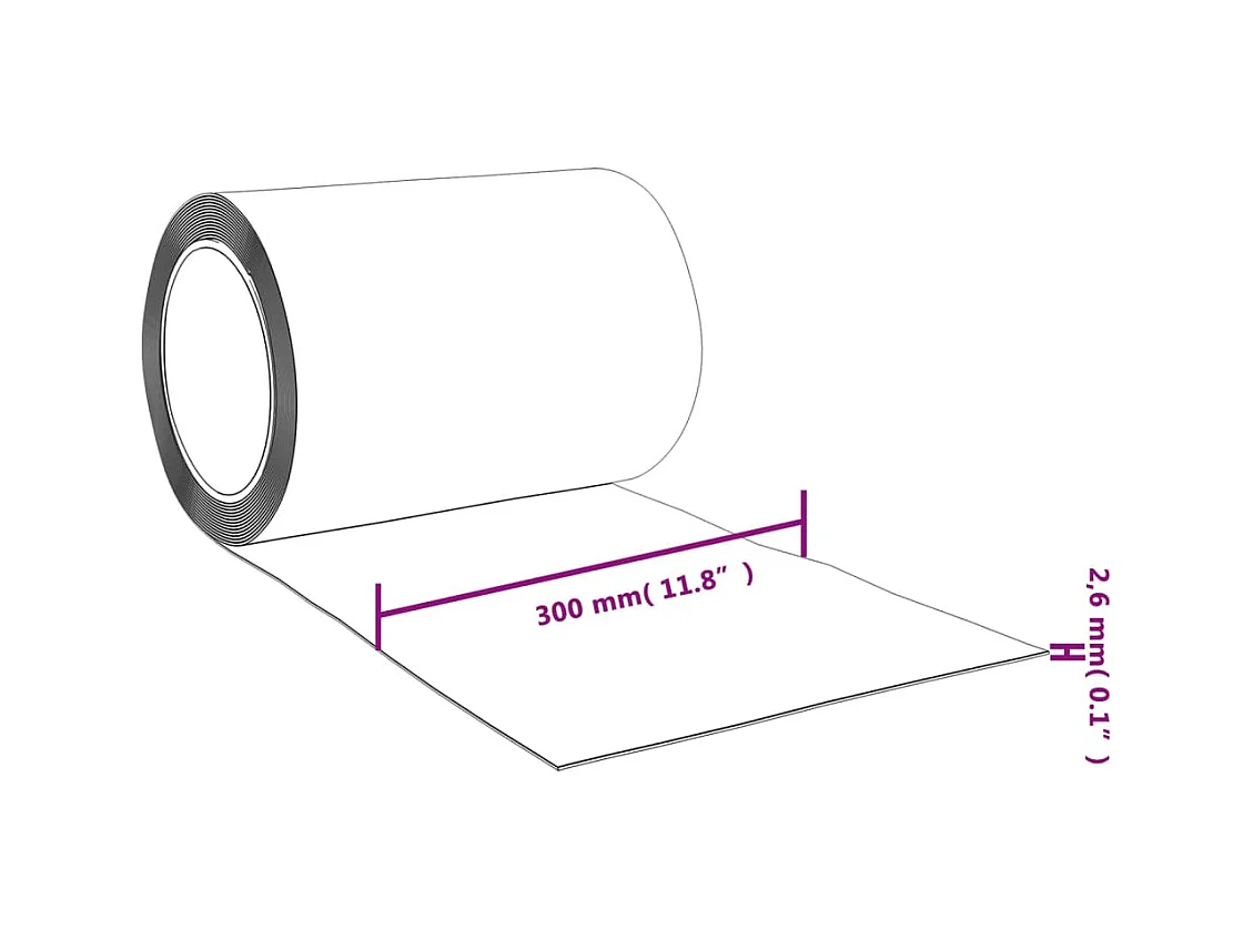 Rolo de cortina de tira de PVC 3mm x 300mm 25m