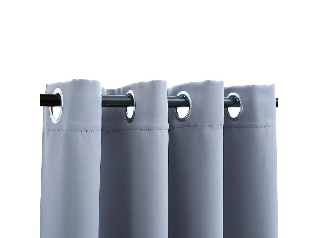 Tende oscuranti con anelli in metallo 2 pz Grigio 140x225 cm