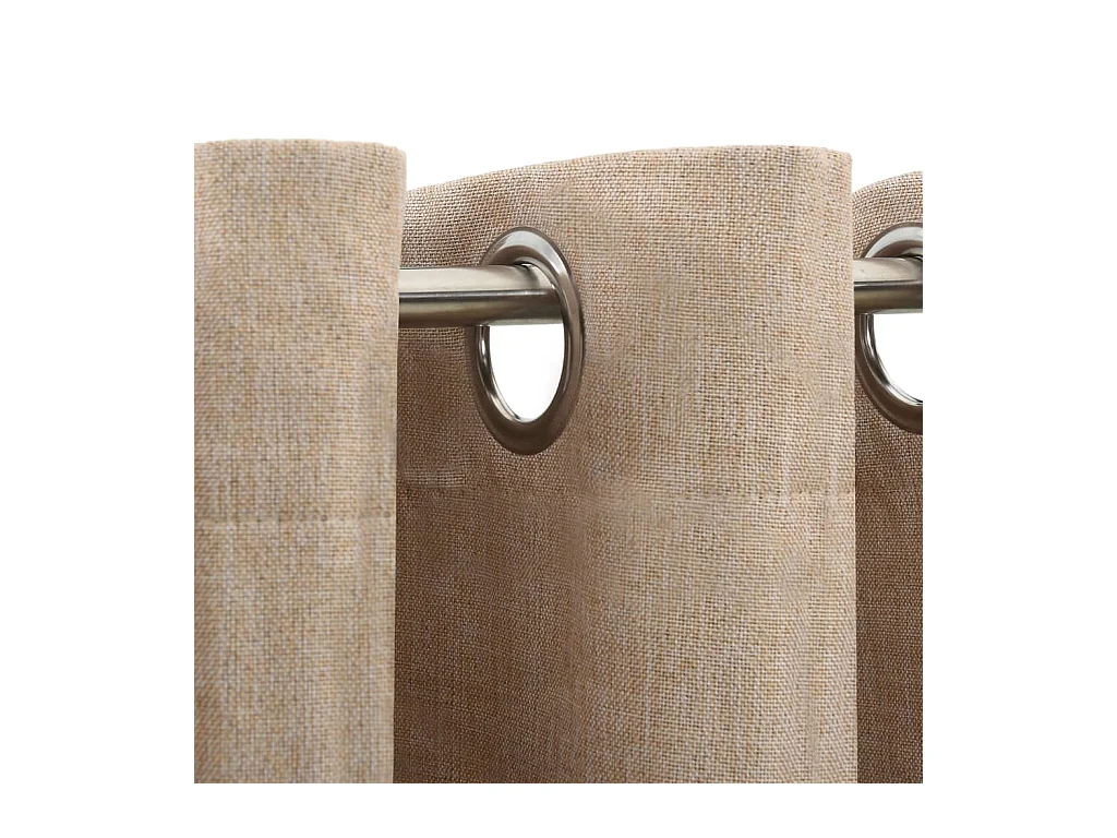 Tende oscuranti effetto lino con occhielli 2 pezzi beige 140x175 cm