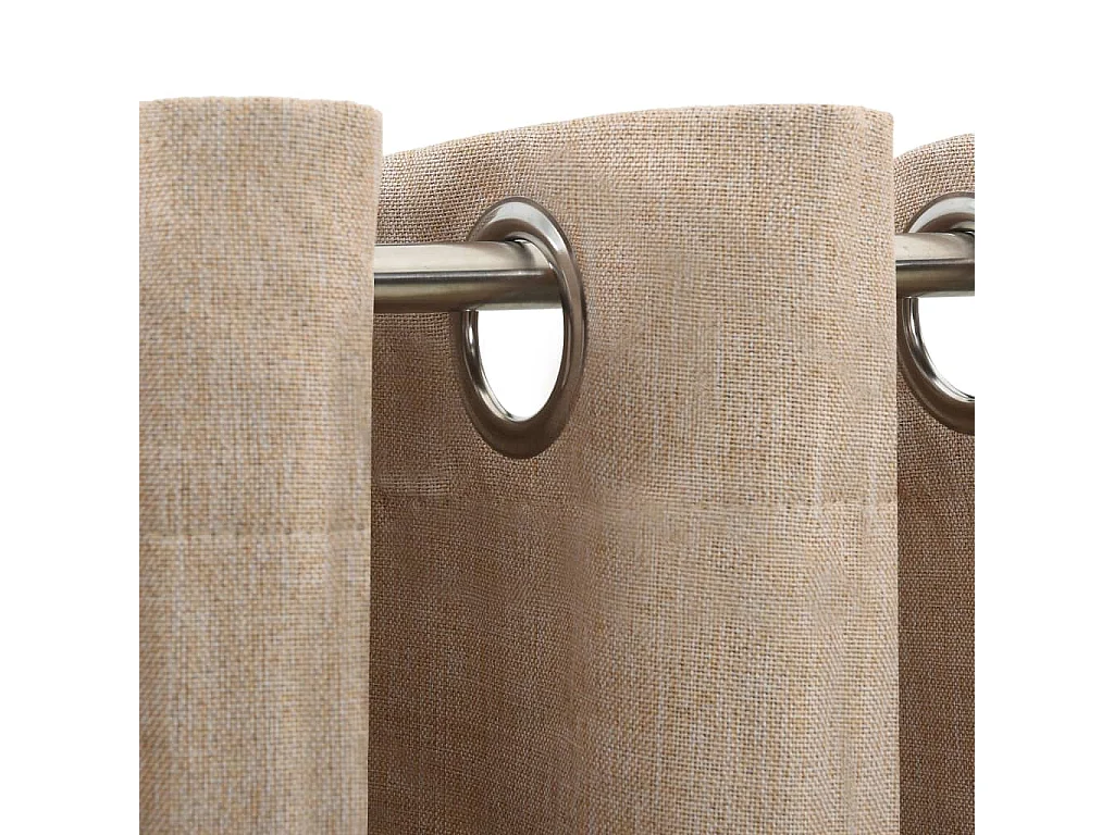 Rideaux occultants aspect lin avec œillets 2pcs beige 140x175cm