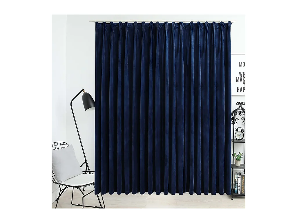 Rideau occultant avec crochets Velours Bleu foncé 290x245 cm