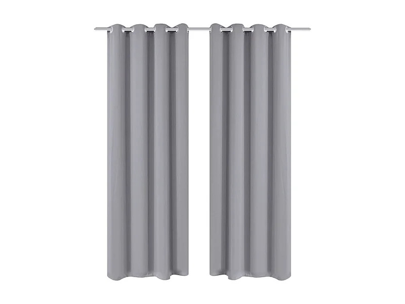 2 peças cortina blackout cinza com ilhós de metal 135x245cm