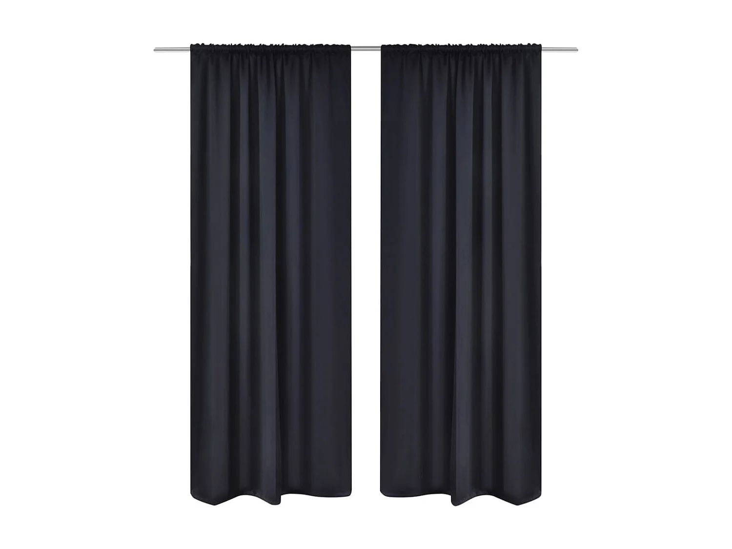 2 pcs Rideau Blackout Occultant Noir Tête à Fente 135 x 245 cm