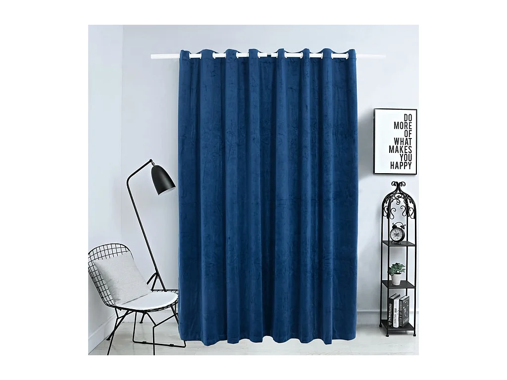Rideau occultant et anneaux Velours Bleu foncé 290x245 cm
