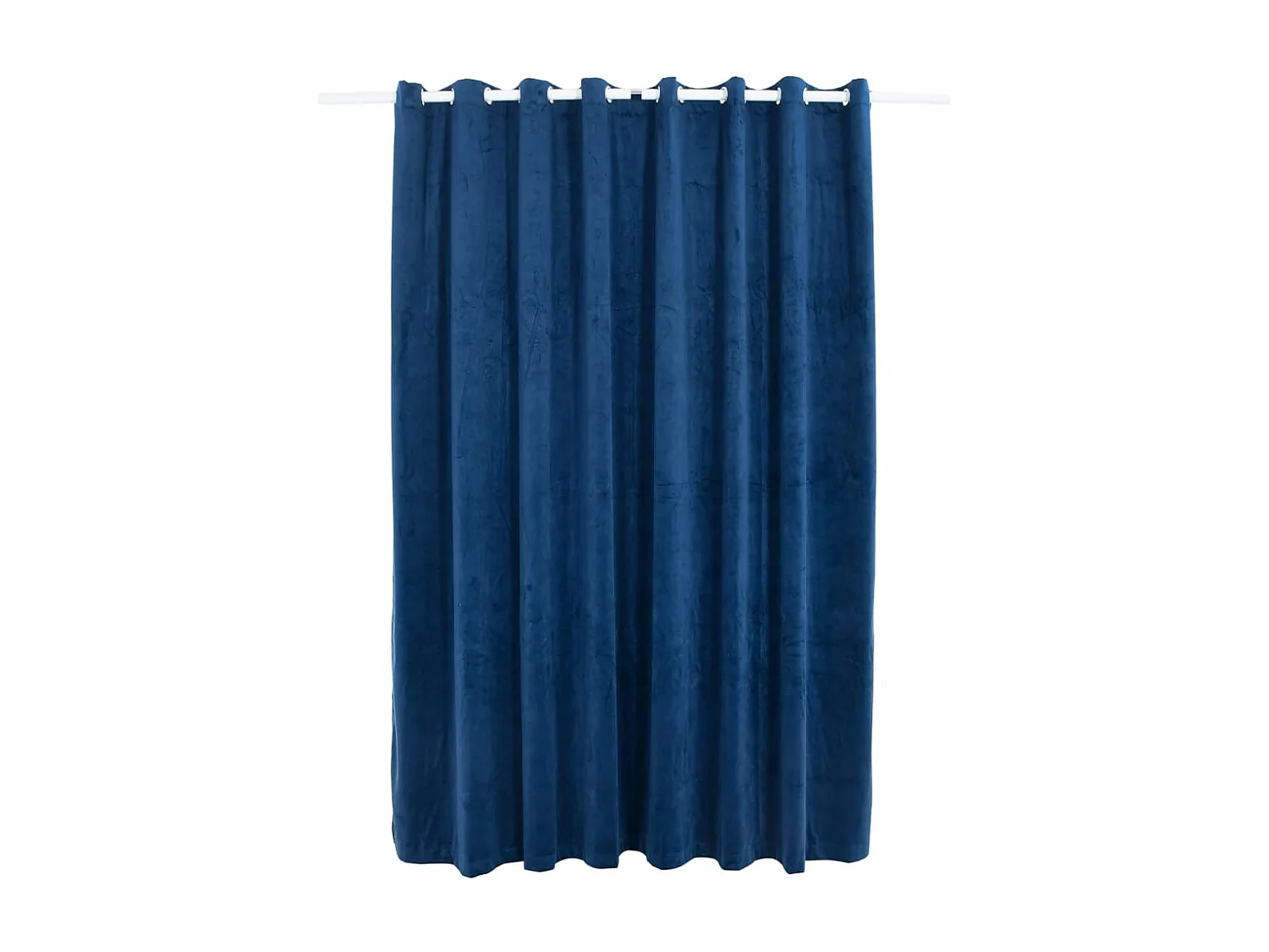 Tenda Oscurante in Velluto Blu Scuro e Anelli 290x245 cm