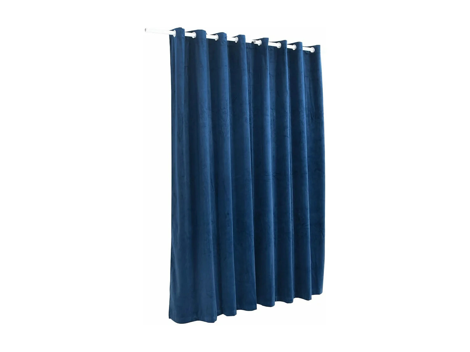 Tenda Oscurante in Velluto Blu Scuro e Anelli 290x245 cm