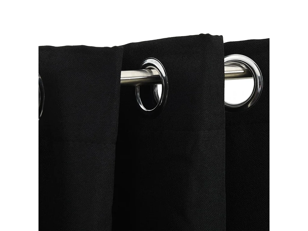 Cortinas blackout estilo linho com ilhós 2 peças pretas 140x225cm