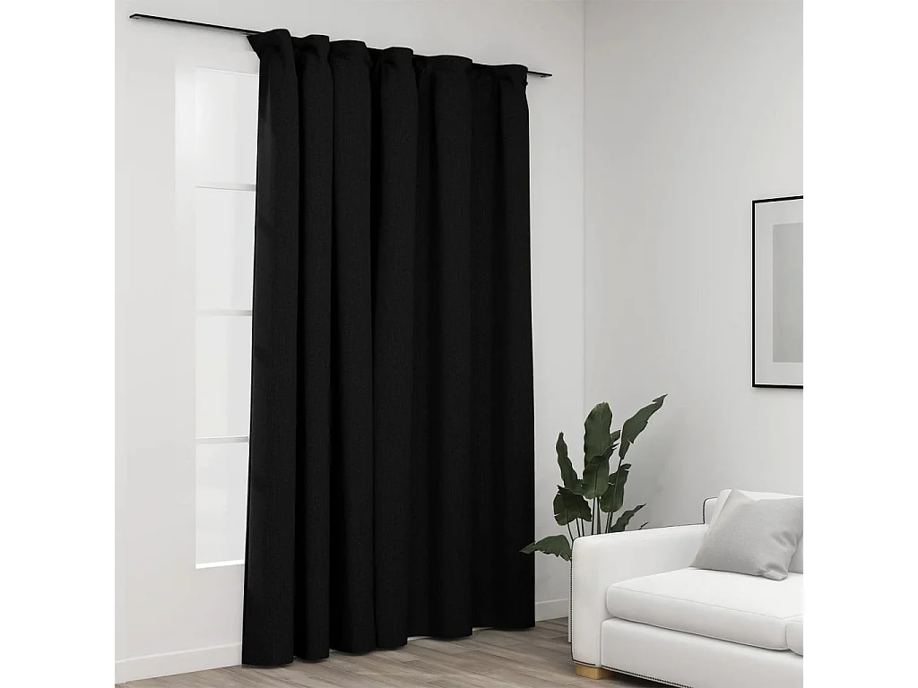 Cortina opaca aspecto lino con ganchos antracita 290x245 cm