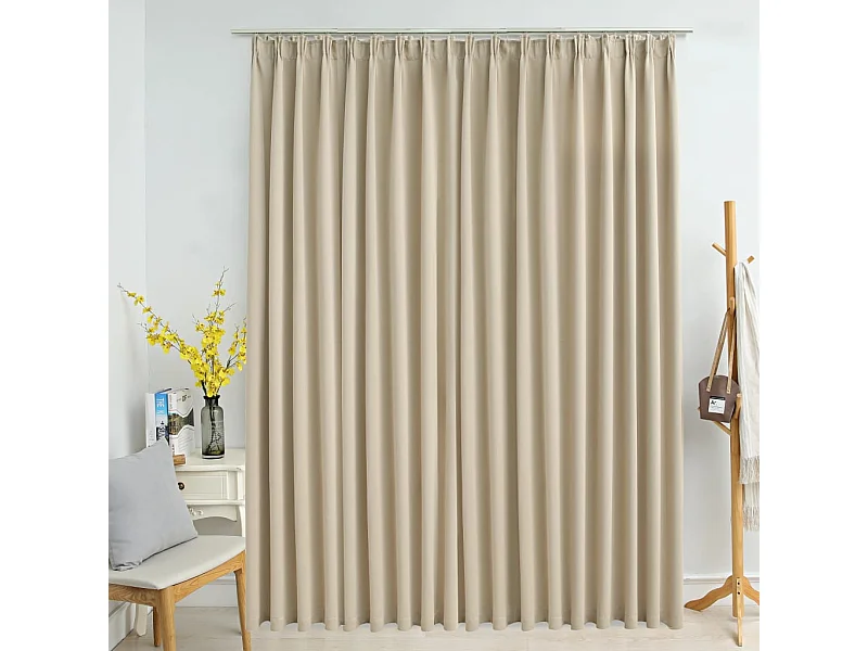 Rideau occultant avec crochets Beige 290x245 cm