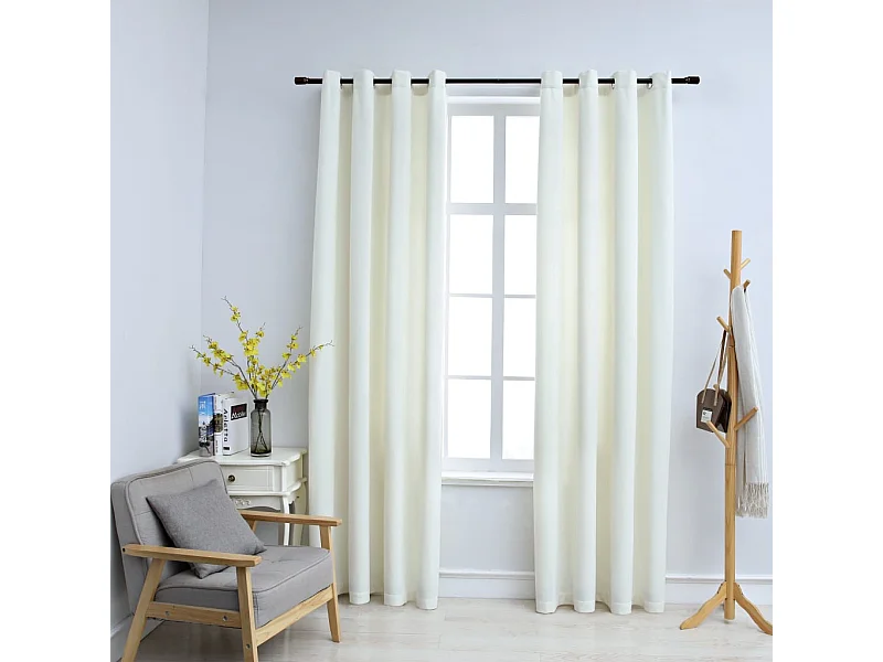 Tende oscuranti con anelli 2 pz Velluto Crema 140x245 cm