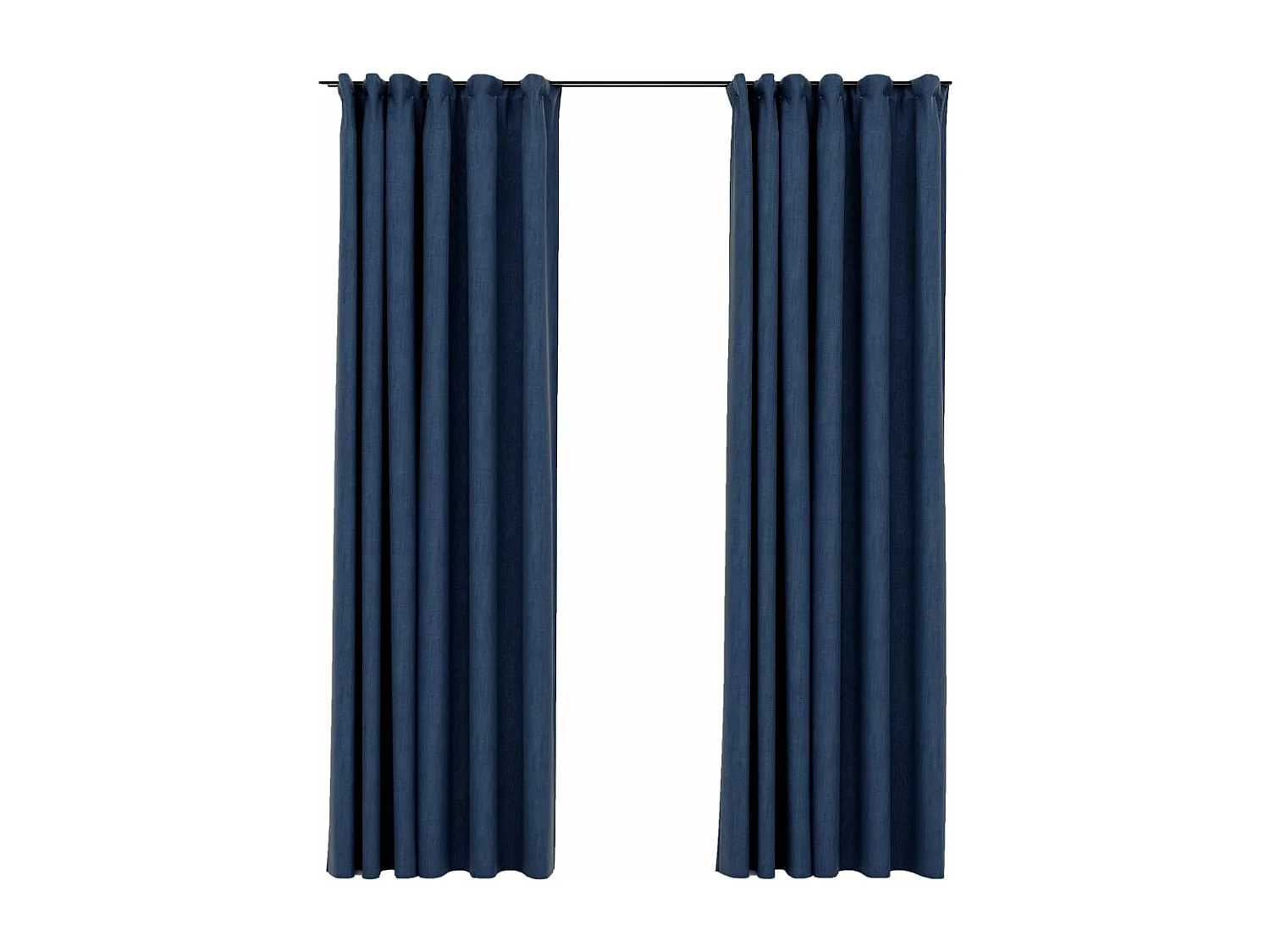 Rideaux occultants aspect lin avec crochets 2pcs Bleu 140x225cm