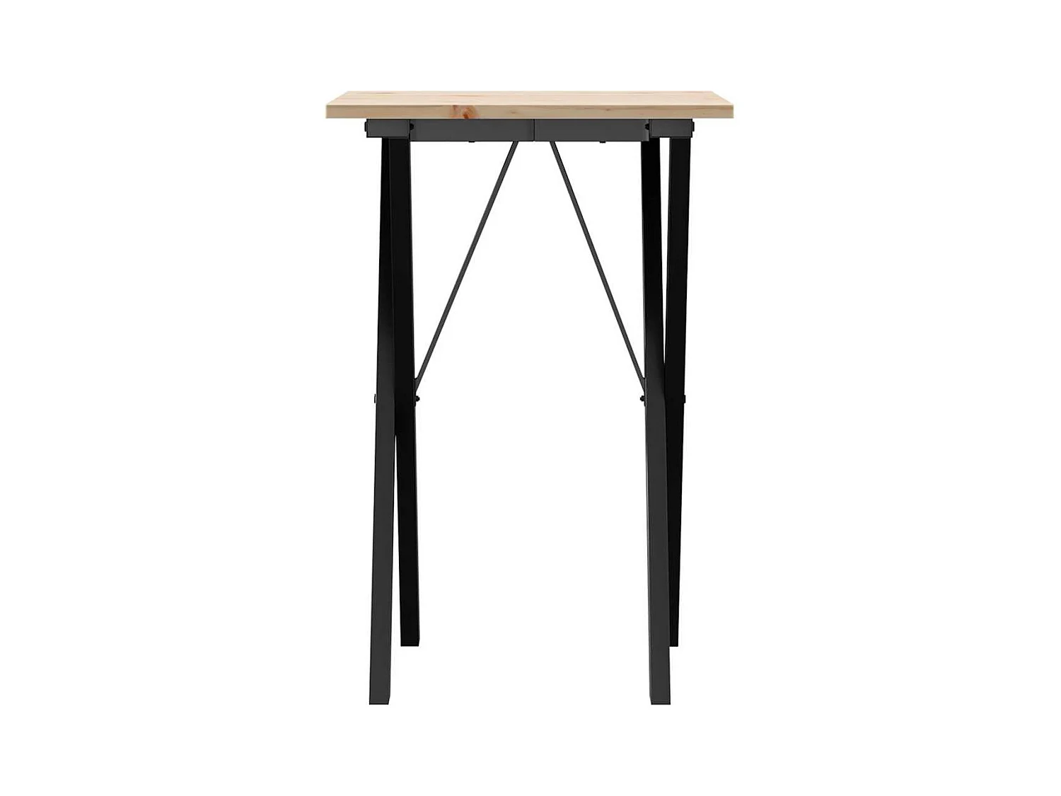 Mesa de comedor marco X madera maciza pino y acero 50x50x75 cm