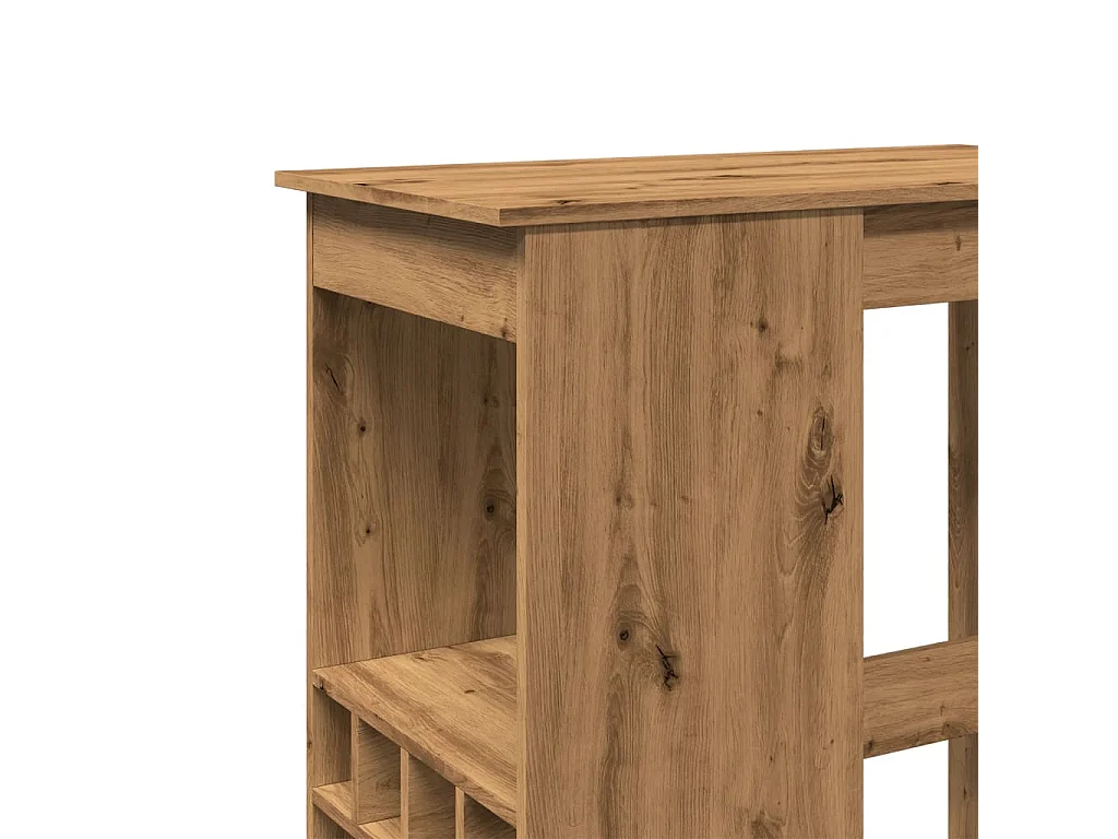 Table de bar avec étagères chêne artisanal bois d'ingénierie