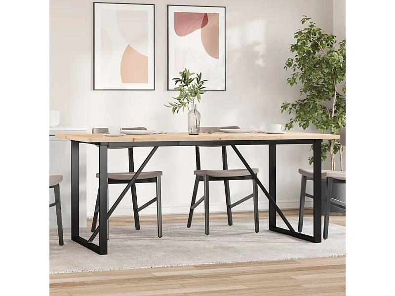 Mesa de jantar estrutura em O 180x90x75,5cm pinho/ferro fundido