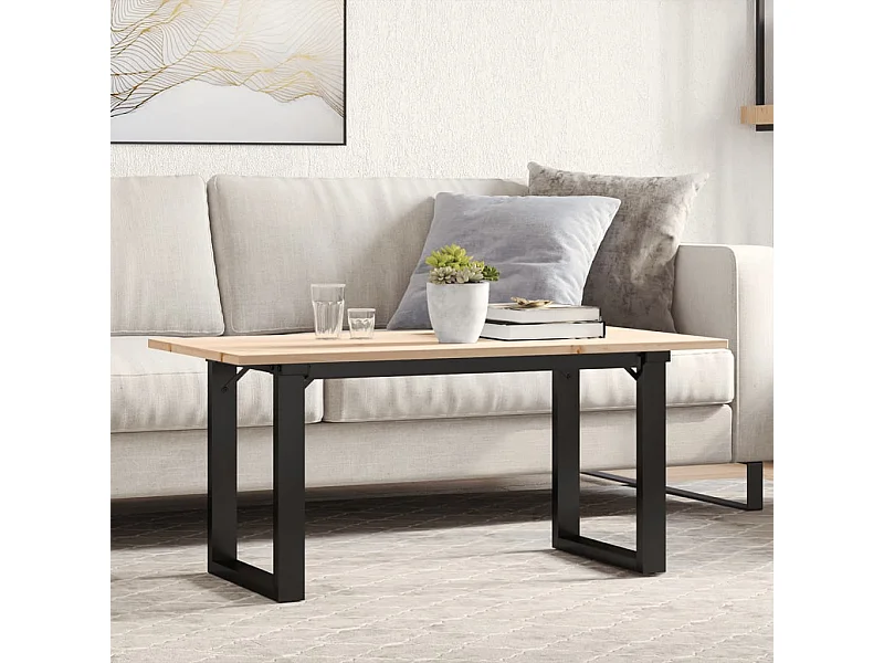 Table basse cadre en O 100x50x45 cm bois de pin massif et acier