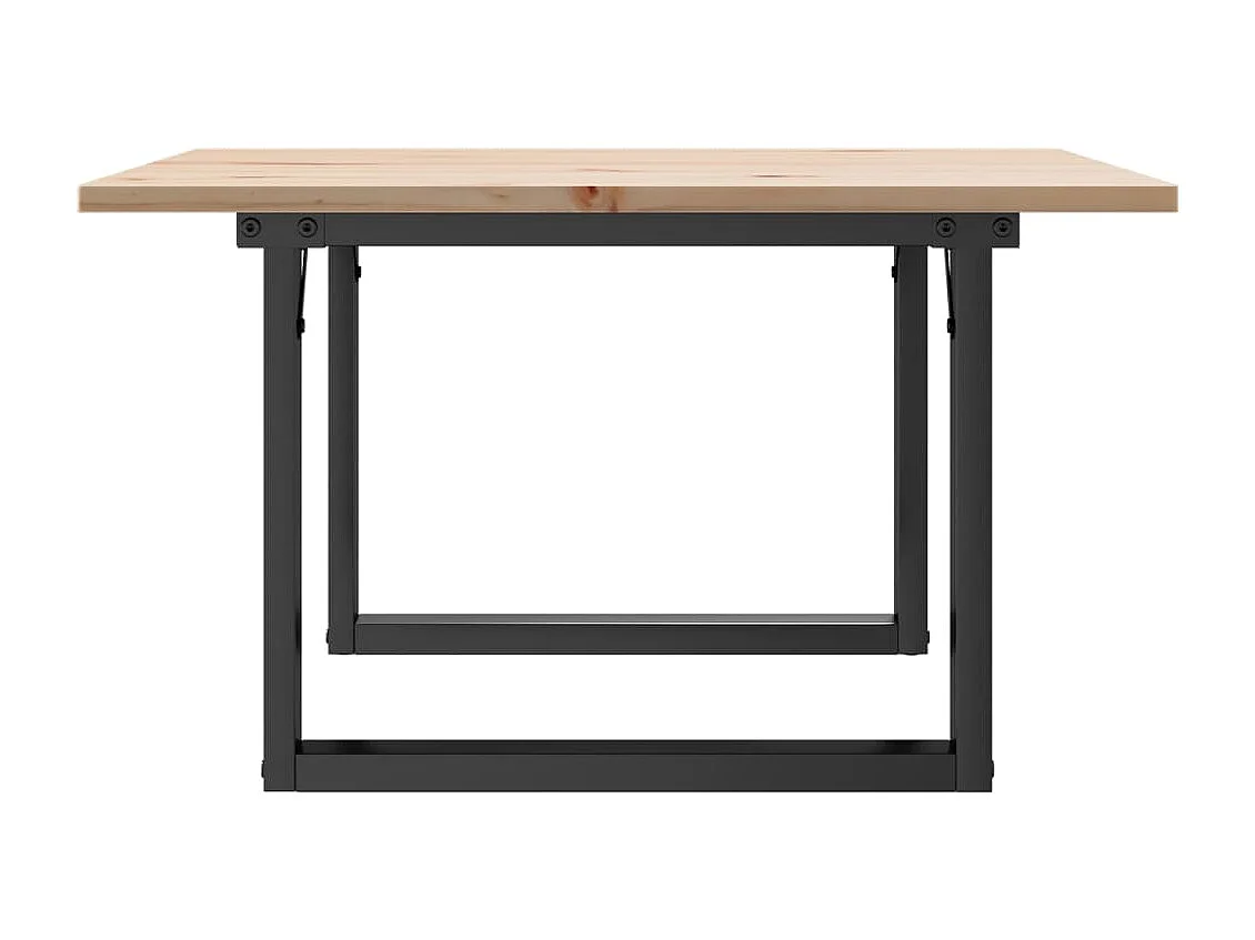 Mesa de centro marco O madera maciza pino y acero 70x70x40 cm