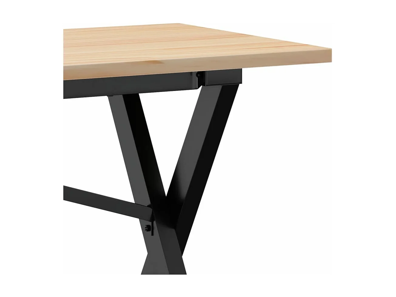 Mesa de centro estrutura em X 160x40x45cm pinho e ferro fundido