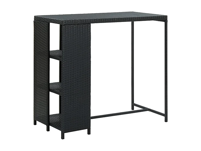 Bartafel met opbergrek 120x60x110 cm poly rattan zwart