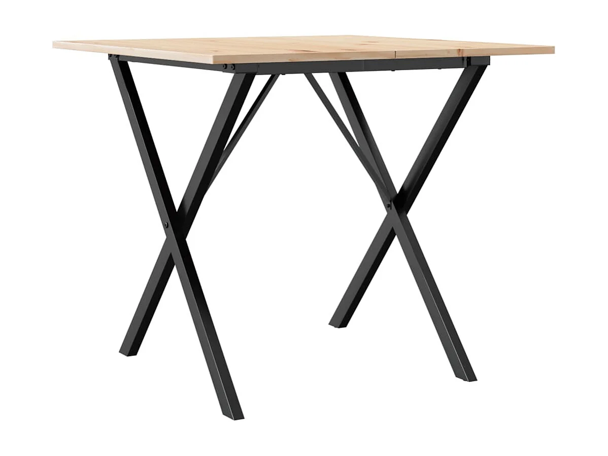 Mesa de jantar estrutura em X 90x90x75 cm pinho e ferro fundido
