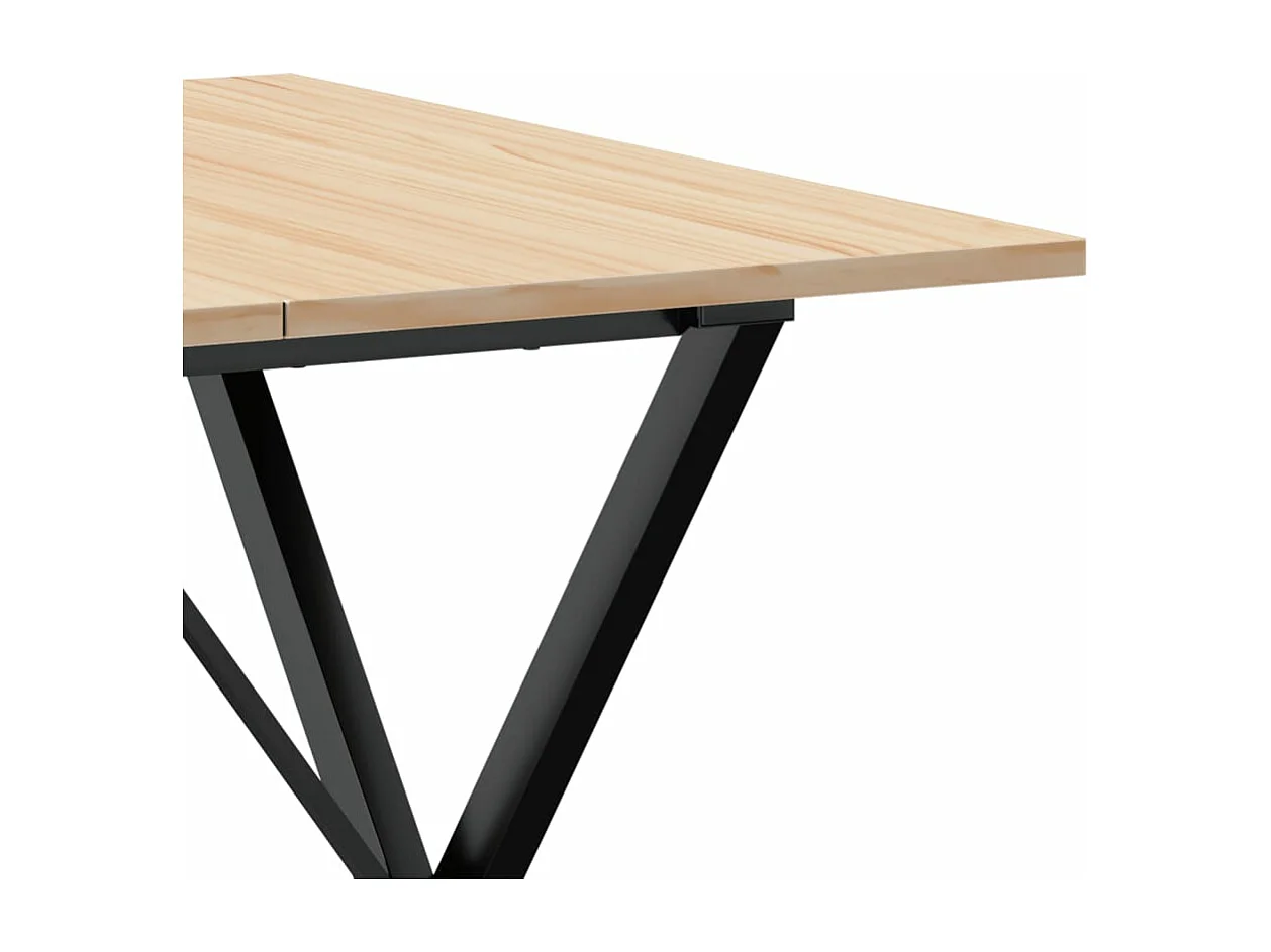 Table à manger cadre en X 90x90x75 cm bois de pin massif acier