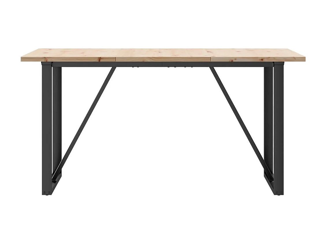 Table à manger cadre en O 140x80x75,5 cm bois pin massif acier