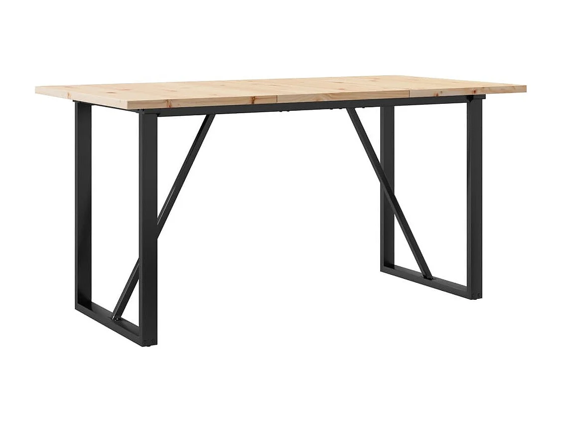 Table à manger cadre en O 140x80x75,5 cm bois pin massif acier