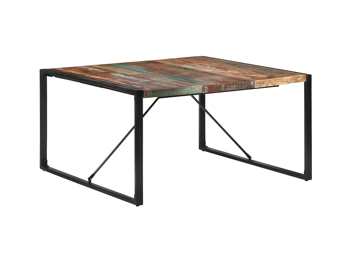 Tavolo da Pranzo 140x140x75 cm in Legno Massello di Recupero