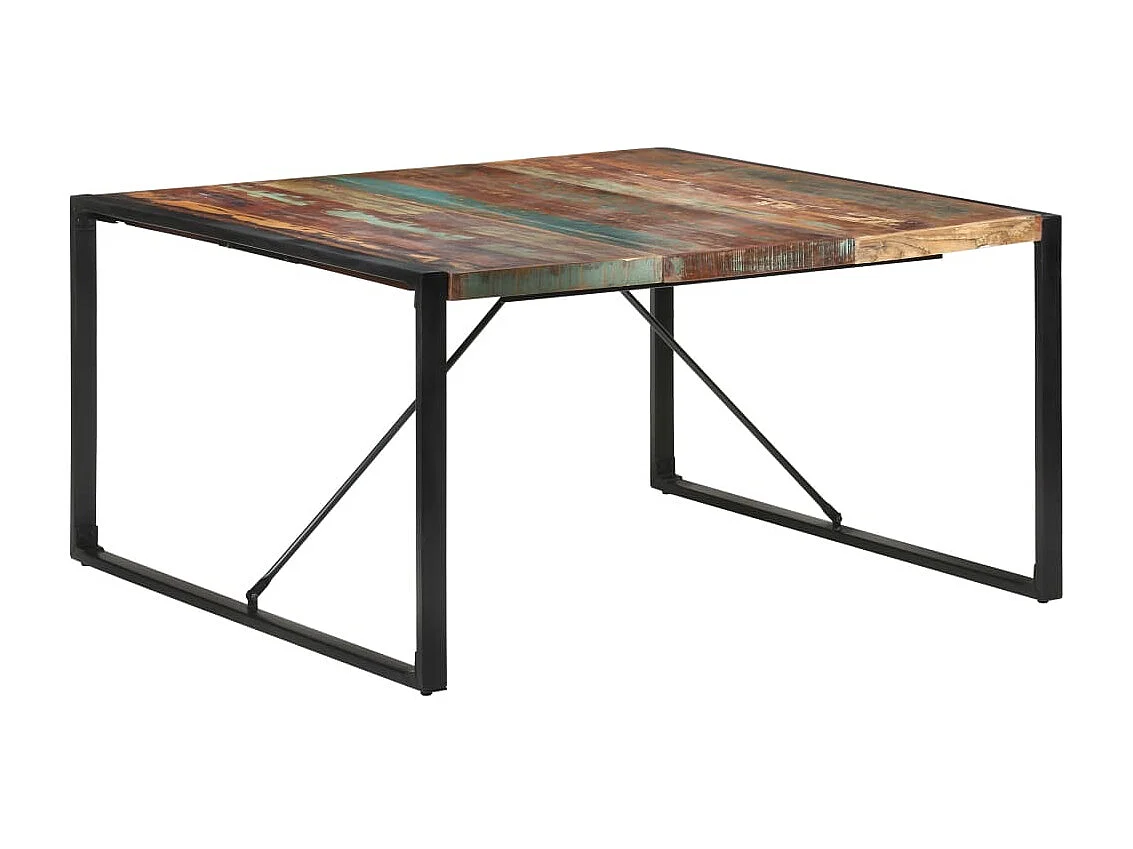 Mesa de jantar 140x140x75 cm madeira recuperada maciça