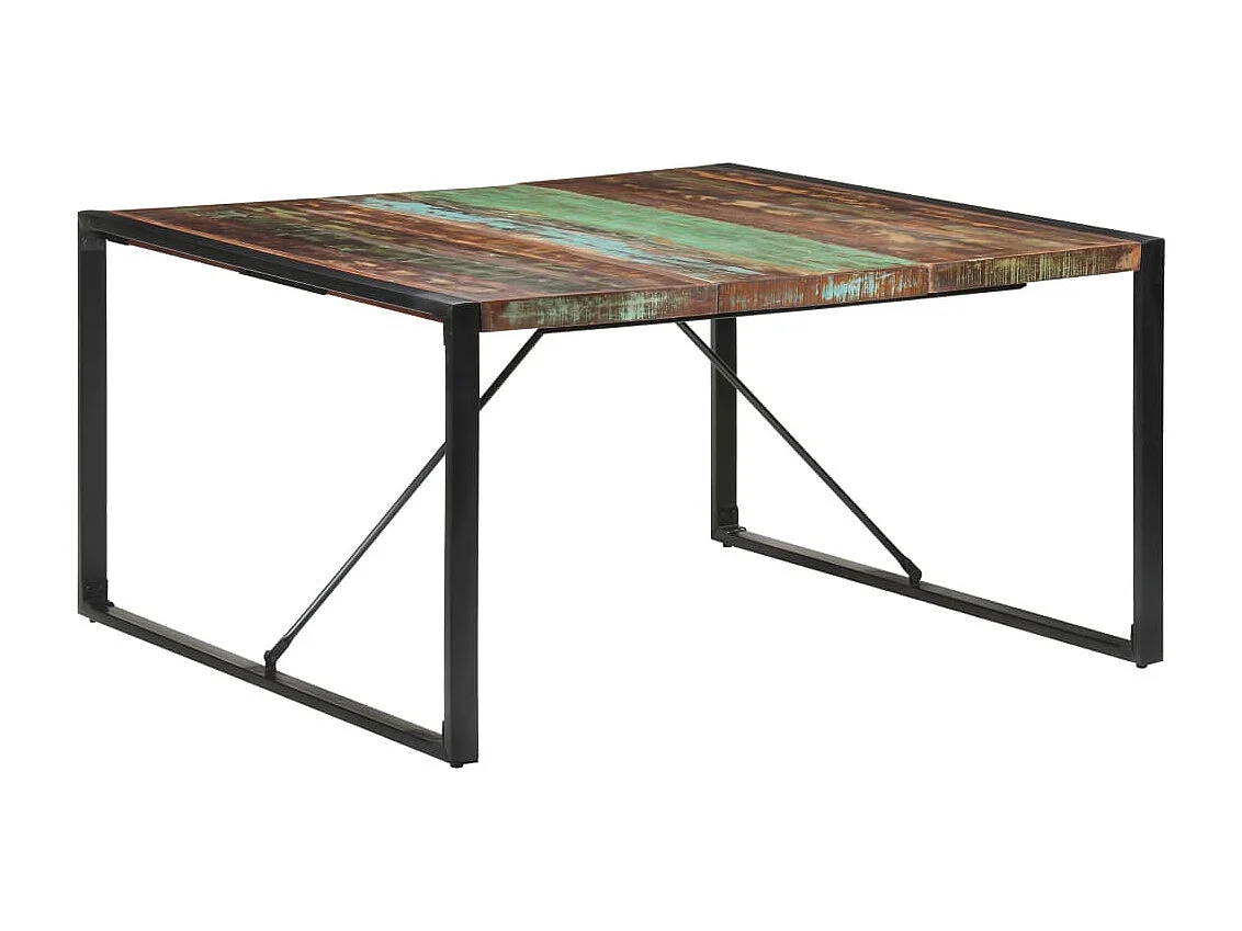 Mesa de jantar 140x140x75 cm madeira recuperada maciça