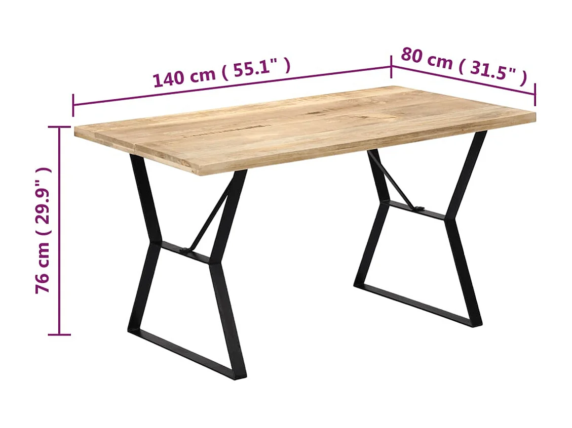 Table à manger 140x80x76 cm Bois de manguier massif